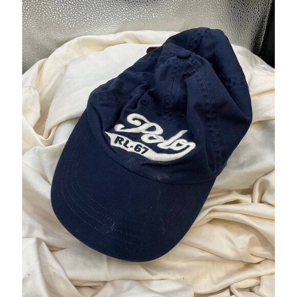 Polo Ralph Lauren Blue Adjustable Baseball Hat Cap Script Logo Leather Strap - Picture 4 of 4